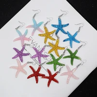 resin color creative design sense personality marine life starfish earrings female japanese and korean ins earrings