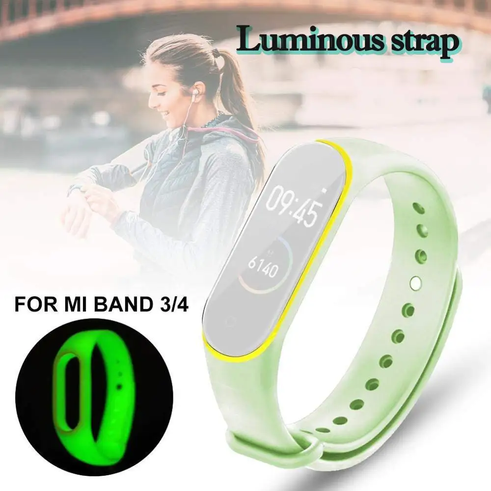 Светящийся браслет для Xiaomi Mi Band 3 4 спортивный ремешок силиконовый часов xiaomi mi band