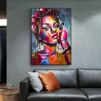 home decor painting nordic flower women oil painting on canvas modern print picture wall poster abstract art living room decor