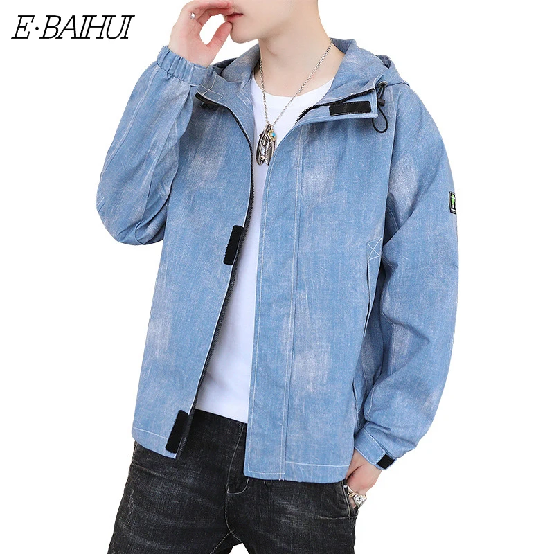 E-BAIHUI 2020 Новая Осенняя джинсовая куртка Для мужчин градиент Цвет Мода
