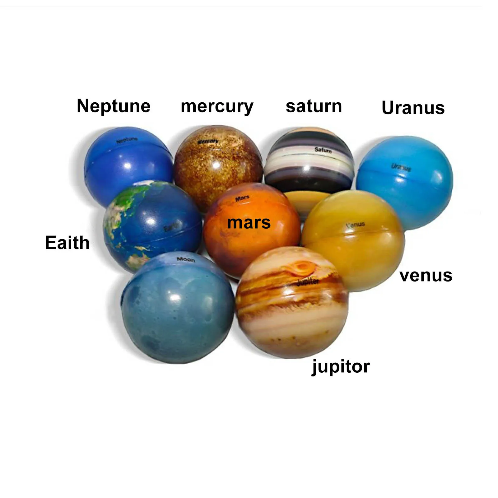 9Pcs Lightweight Solar System Planet Balls Stress Relief Educational Toys For Kids Planet Teaching Supplies For Childrens Gift