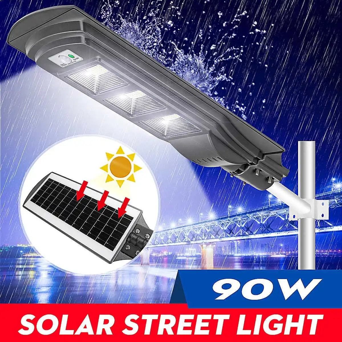 

90W 15000mAh LED Solar Light Solar Lamp Wall Lamp Waterproof Radar PIR Motion Sensor Security Street Light for Outdoor Garden