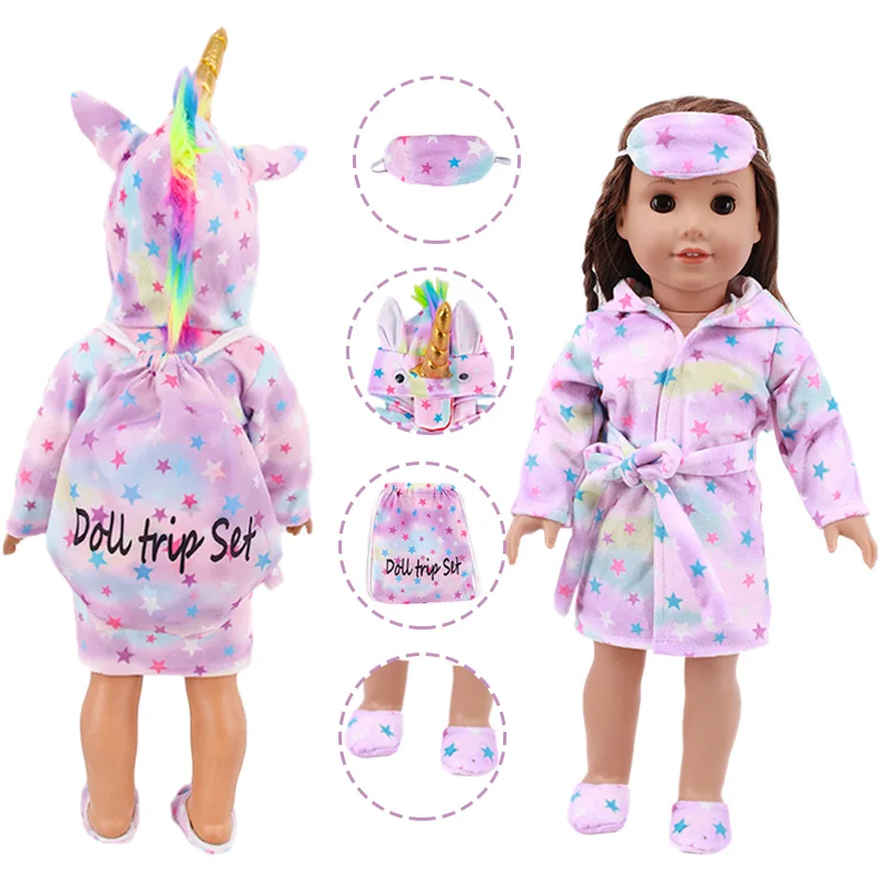 6 шт. кукла спальный мешок халаты комбинезоны единорог куртка ветровка подушка