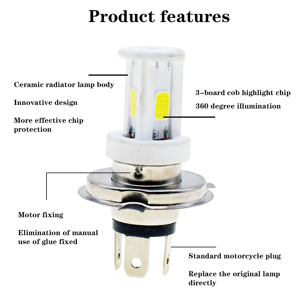 Мотоциклетные белые лампы 6500K ампулы Hi Lo освещение BA20D H6 H4 12 В 1200 лм - купить по