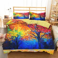 bedcover bedding set 3d autumn leaves oil painting home textile with pillowcases duvet cover bedroom clothes