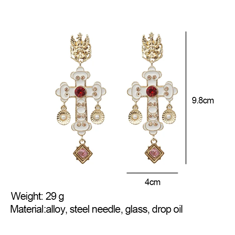 Золотые винтажные готические серьги M & G женские длинные подвески в виде креста