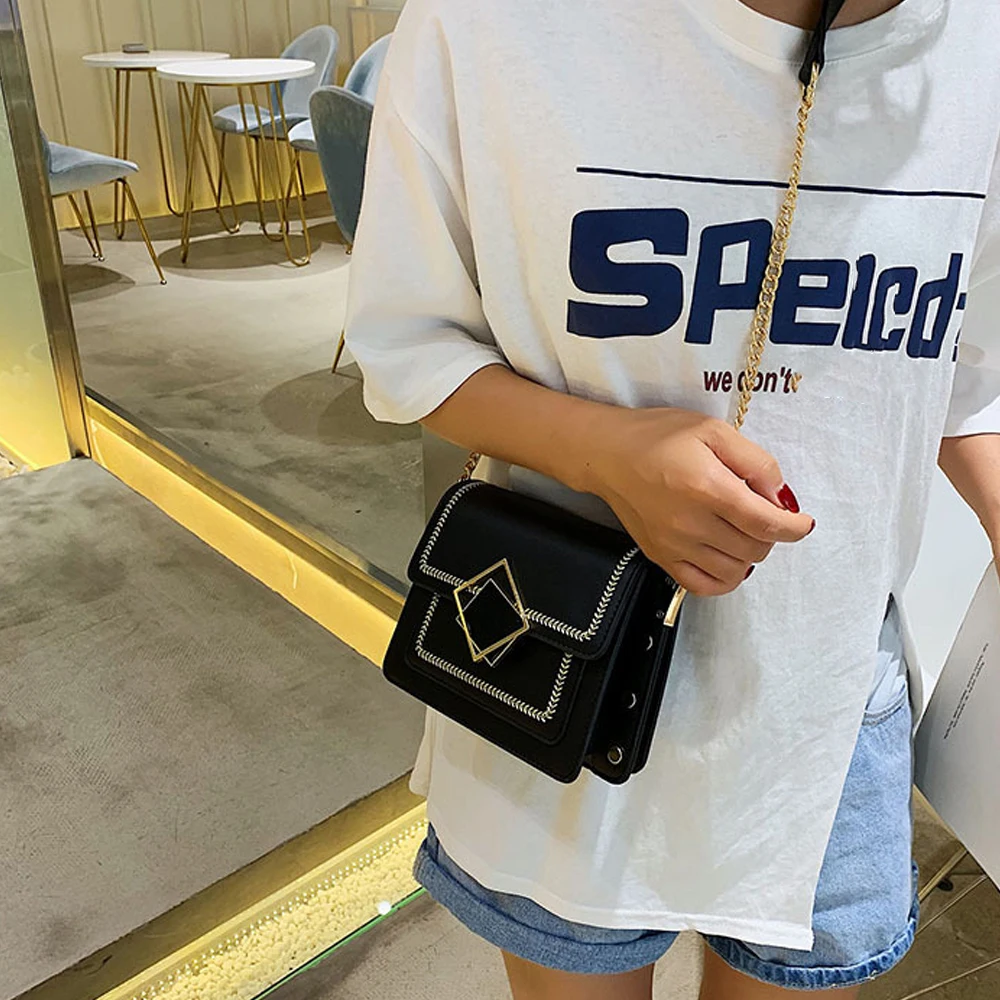 

Chain Pu Leather Crossbody Bags For Women 2019 Small Shoulder Messenger Bag Ptgirl Special Lock Design Female Travel Handbag Sac