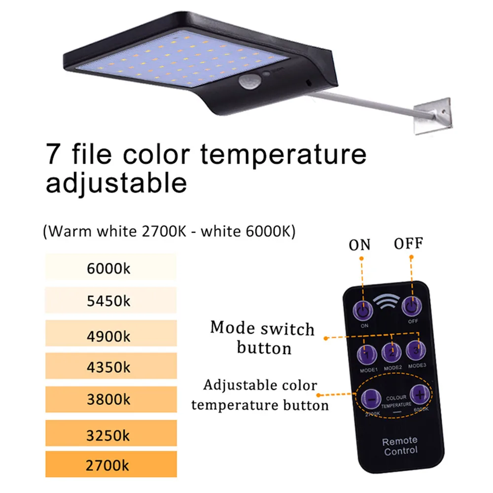 Aluminum pole 48/36 LED 3 mode Outdoor Waterproof Motion Sensor Solar Wall spot flood lamp security Light For Garden yard patio | Лампы и