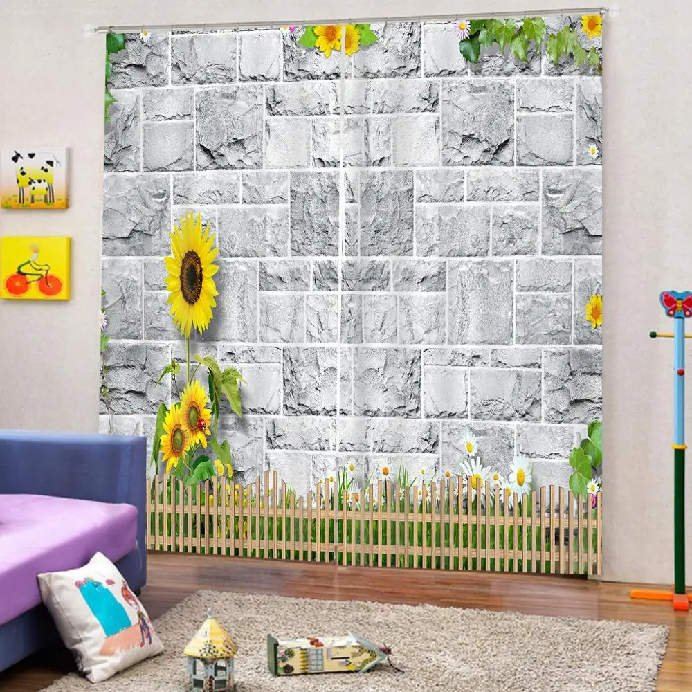 Фото на заказ фотообои из полиэстера цветок белая кирпичная стена принт для