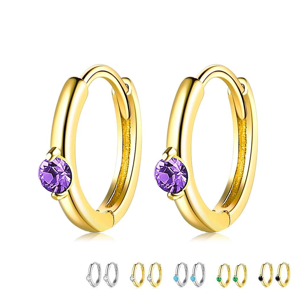 

INALIS Women Hoop Earring 925 Sterling Silver Colorful Cubic Zirconia Inlay Earring Plating Silver And Gold Gift Fine Jewelry