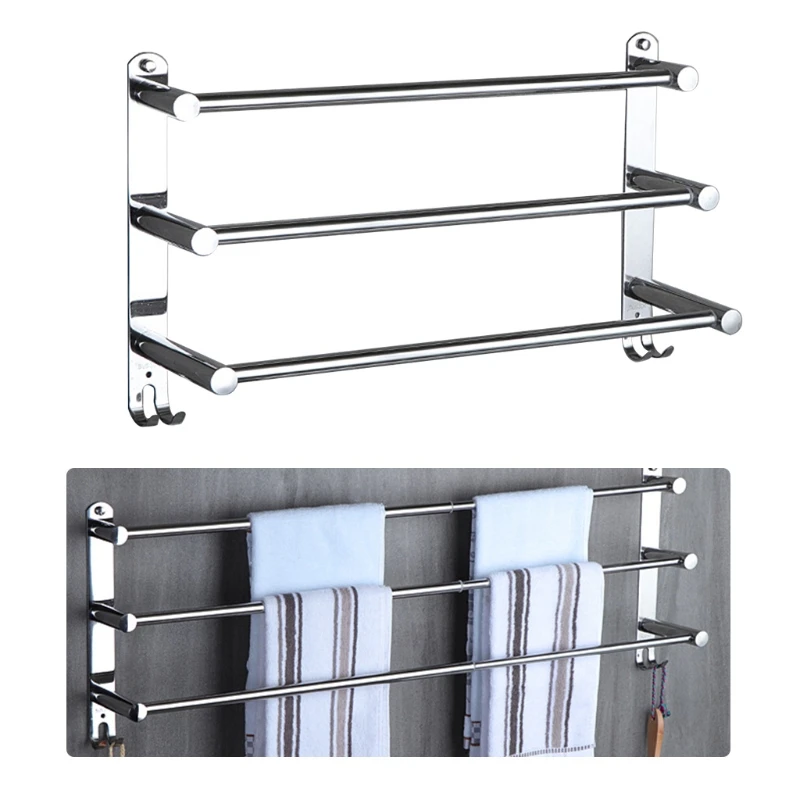 Stretchable Adjustable Stainless Steel Towel Bar 3-Tier Flexable Bathroom Rack Wall Mount Hand Hanger Holder | Обустройство дома