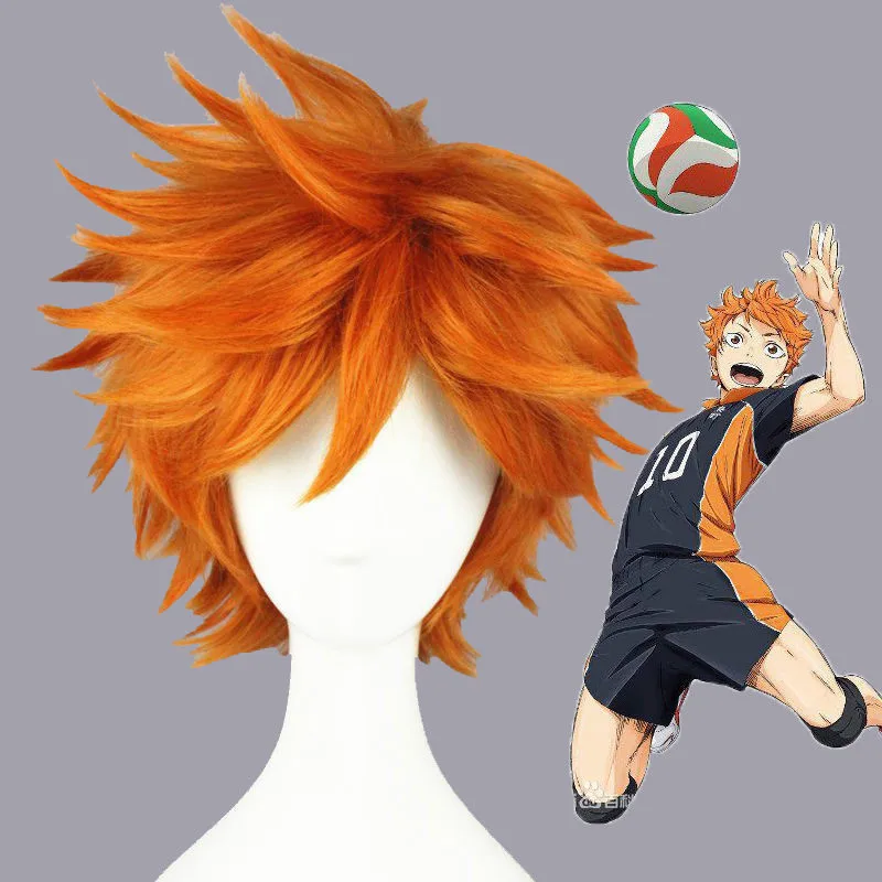 Haikyuu Cosplay Costume Hinata Shouyou Wig Short Orange Fluffy Layered Anime Wig The Small Giant Volleyball Star Carnival Wig