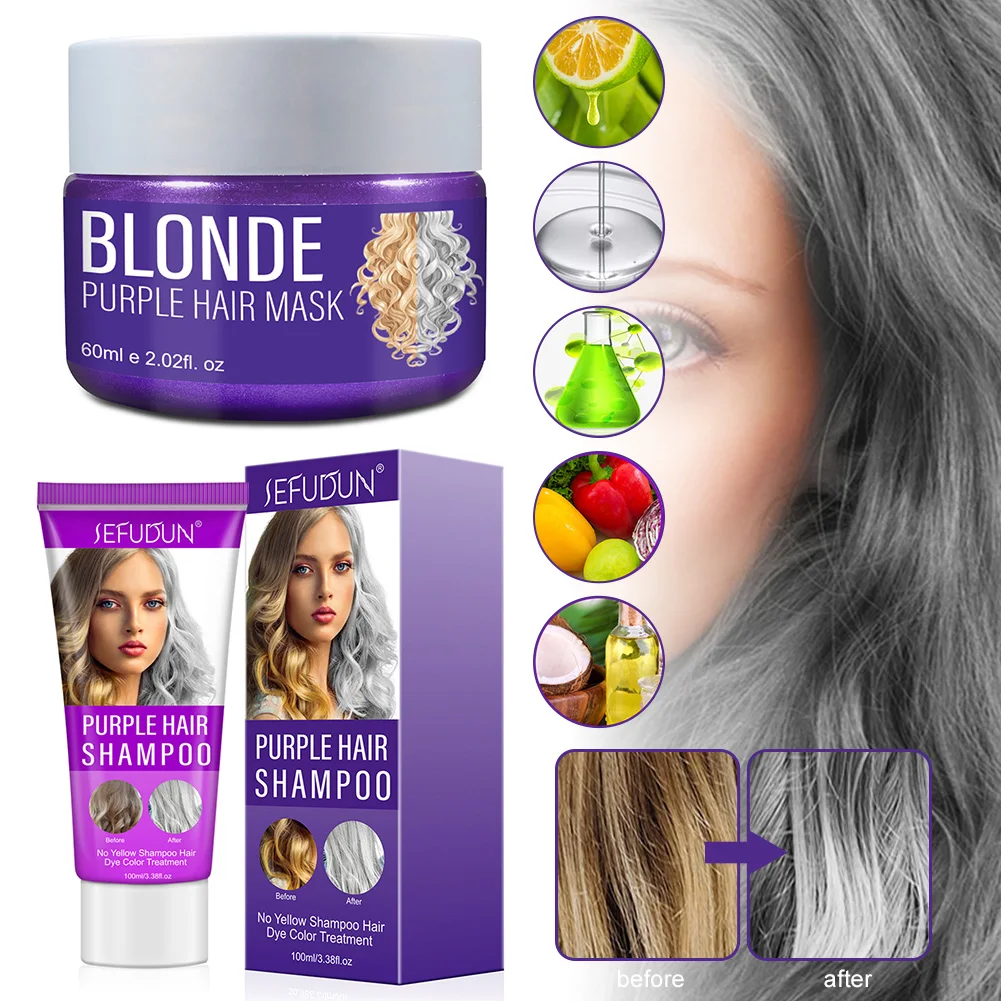 

Purple Shampoo for Blonde Hair Eliminates Brassy Yellow Tones for Ash Silver, Revitalize Bleached & Highlighted Hair