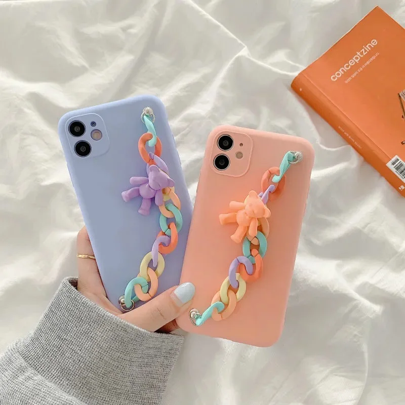 

OEING Cute Phone Case For Iphone 12 Pro Max 11 7 8 X XS Max XR SE Candy Bear Full Lens Protection TPU Soft Silicone Case Cover