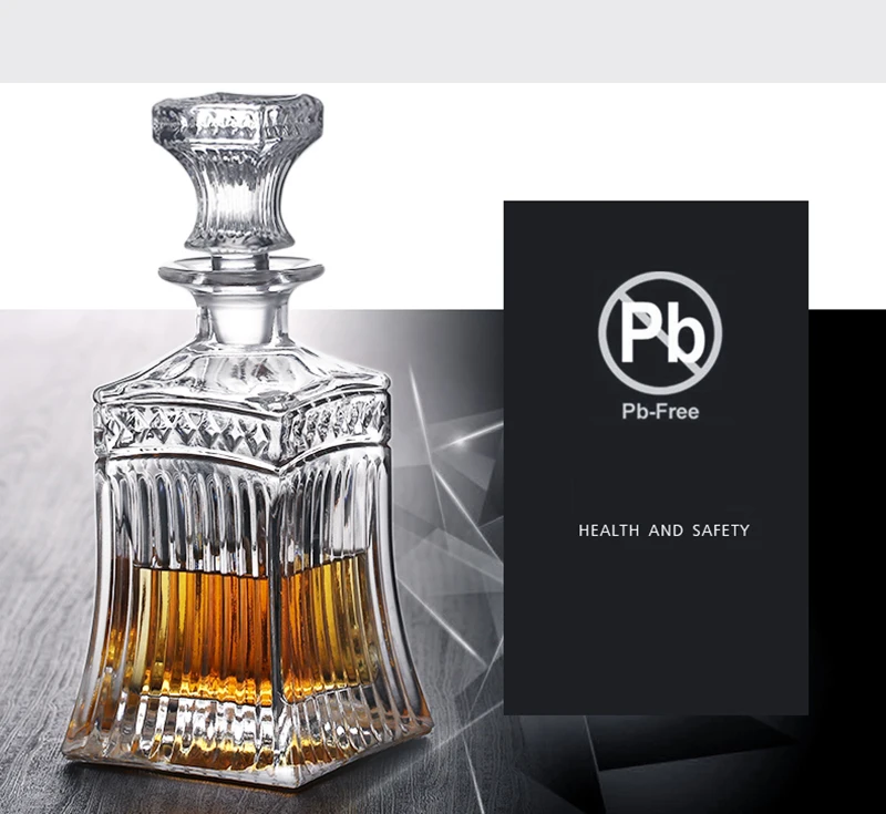 

Hellodream luxury top quality crystal glass lead-free whiskey decanter for liquor or scotch bourbon wine 18.26 oz