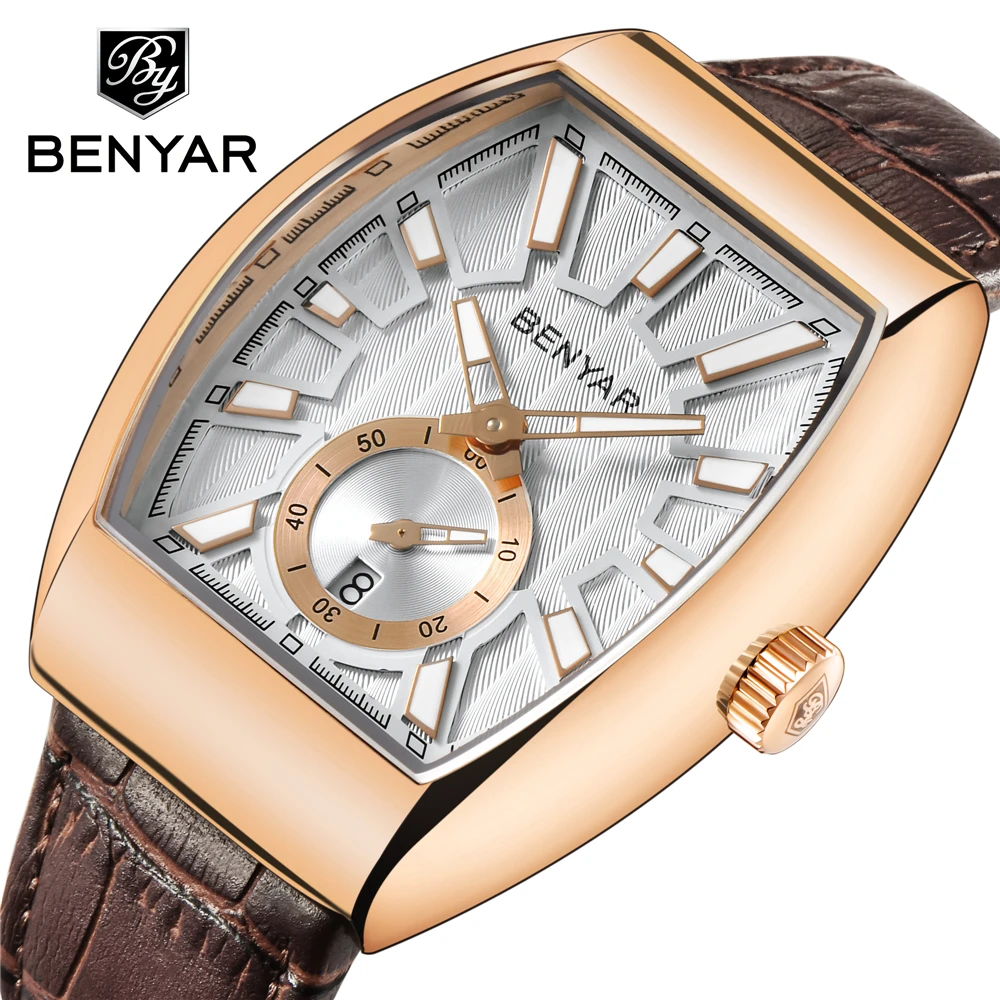 

Top Luxury BENYAR NEW Quartz Mens Watches Brand Men Military Leather Male Sports Watch Hour Date Waterproof Relogio Masculino