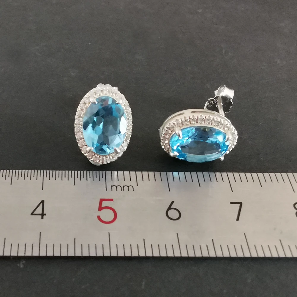 

Simple Stud Earrings For Women Silver Earrings 925 Silver Natural Dark Blue Topaz Gemstone Gifts to Girlfriend Fine Jewelry FL20