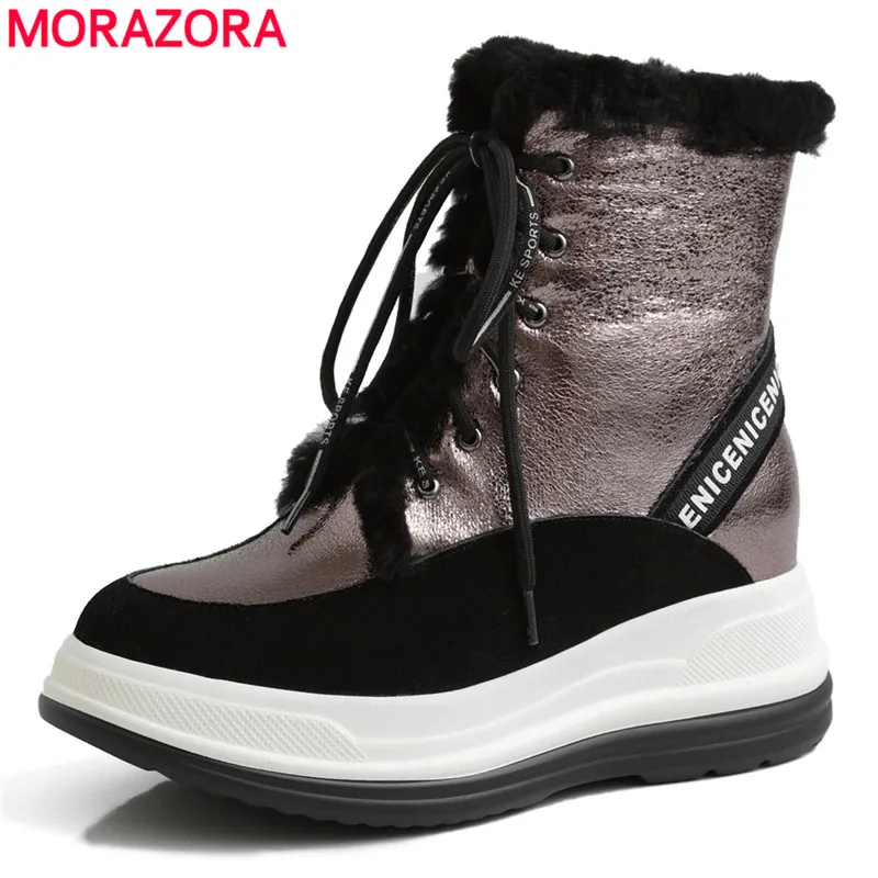 Женские ботильоны со шнуровкой MORAZORA черные на платформе из 100% натуральной