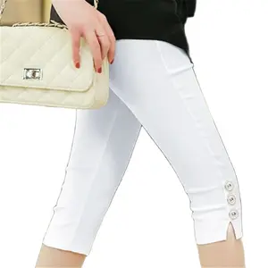 Брюки женские эластичные до колен, повседневные облегающие эластичные леггинсы, карандаш-карандаш, размера плюс, на лето