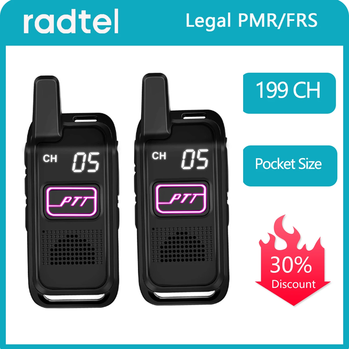 Мини-рация Radtel T-S1 PMR 446 199CH карманная двухсторонняя радиостанция FRS лицензия Free HT