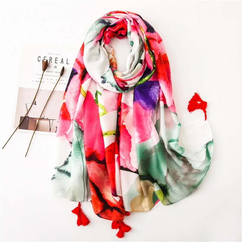 style 16 KYQIAO головной платок, новинка, женский, для девочек, весна, осень, дизайнерский, длинный, богемный, этнический, мягкий, с принтом, шарф, накидка с кисточками, шаль, палантин - Цвет: style 16