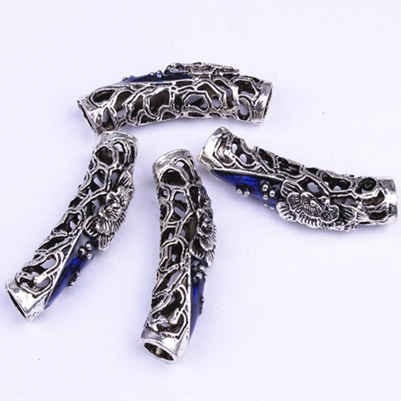 5 шт. тибетский серебряный дракон полые волосы плетение из бисера Dread дредлок