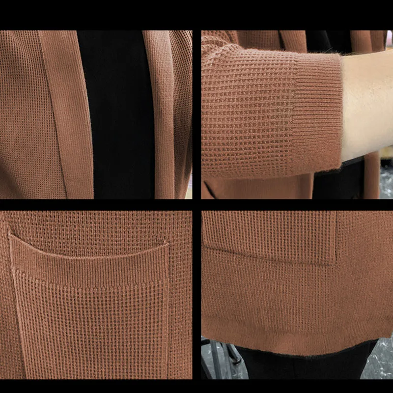 Мужской длинный свитер с большими карманами и V-образным вырезом 5 цветов 3x l-m