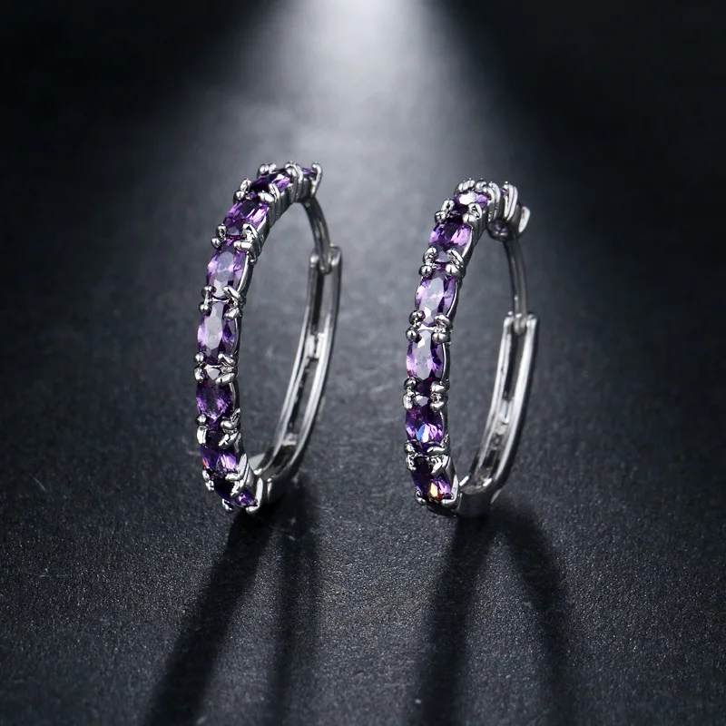 Экопди Мода Винтажные серьги с кубическим цирконием Женские серьги круглые радужные голубые обручи Ювелирные изделия Подарок невесте 2021 Новинка.