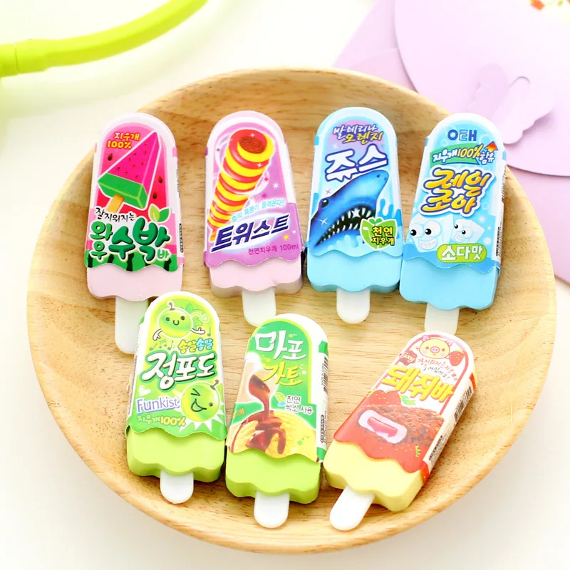 20 pcs Creative cartoon ice cream eraser cute student prize stationery school supplies erasers for kids
