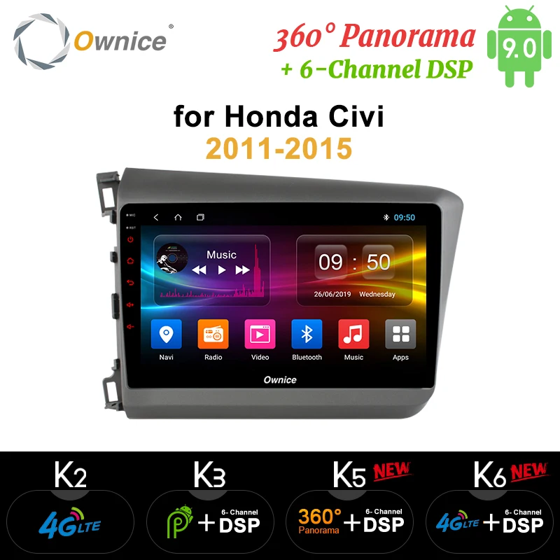 Ownice Android 9 0 8 ядер 4 Гб ОЗУ 64 ПЗУ k3 k5 k6 автомобильный радиоплеер GPS для Honda Civic 2011 2015 4G