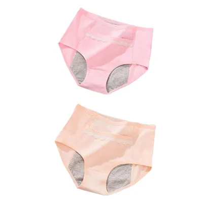 Бургундия 2pcs/Set Cotton Physiological Period Leak Proof Menstrual Panties Breathable Seamless Soft High Quality Women Underwear Breifs - Цвет: Бургундия