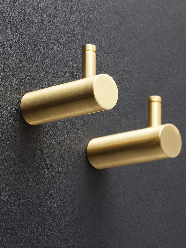 

Nordic Pure Brass Metal Hook Bedroom Bathroom Single Coat Hook for Wall