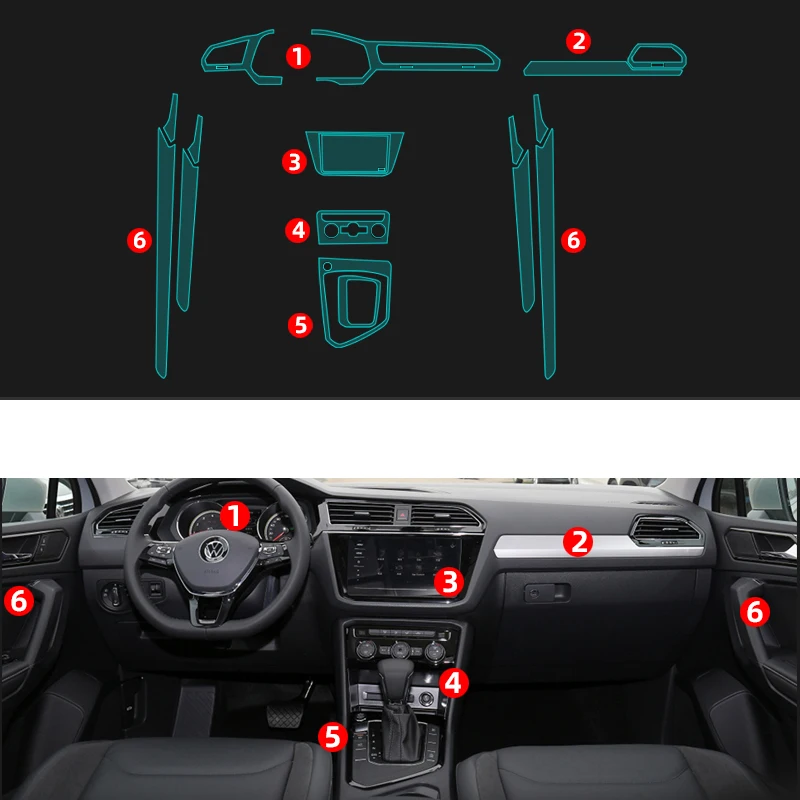

HD transparent car interior anti-scratch sticker protector film gear for volkswagen vw tiguan 2017 2018 2019 2020 2021 2022 mk2