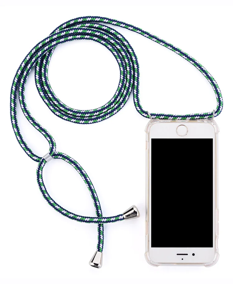 Green Blue Для iPhone 11 Pro Max i6 i7 i8 Plus X XS XR XS Max простой модный прозрачный с ремешком на шнурке через плечо Регулируемый Чехол - Цвет: Green Blue