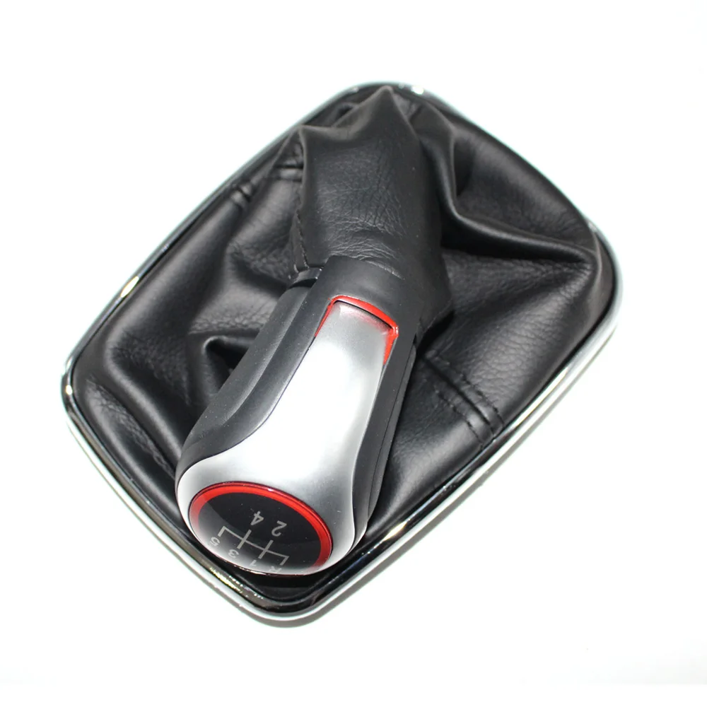 5 speed For Golf 4 Ручка переключения передач для VW Volkswagen Golf 4 Mk4 для Golf 5/6 Mk5/6 Red Thread 5 speed и 6 рычаг переключения скорости кожаный ботинок - Название цвета: 5 speed For Golf 4