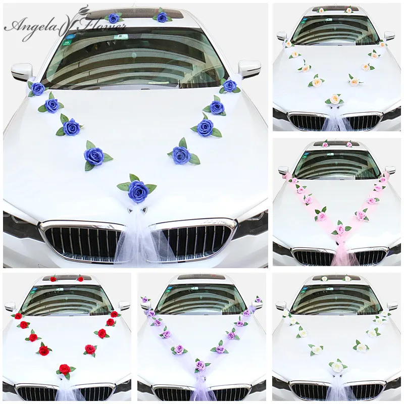DIY для создания искусственных цветов белый свадебный автомобиль украшения