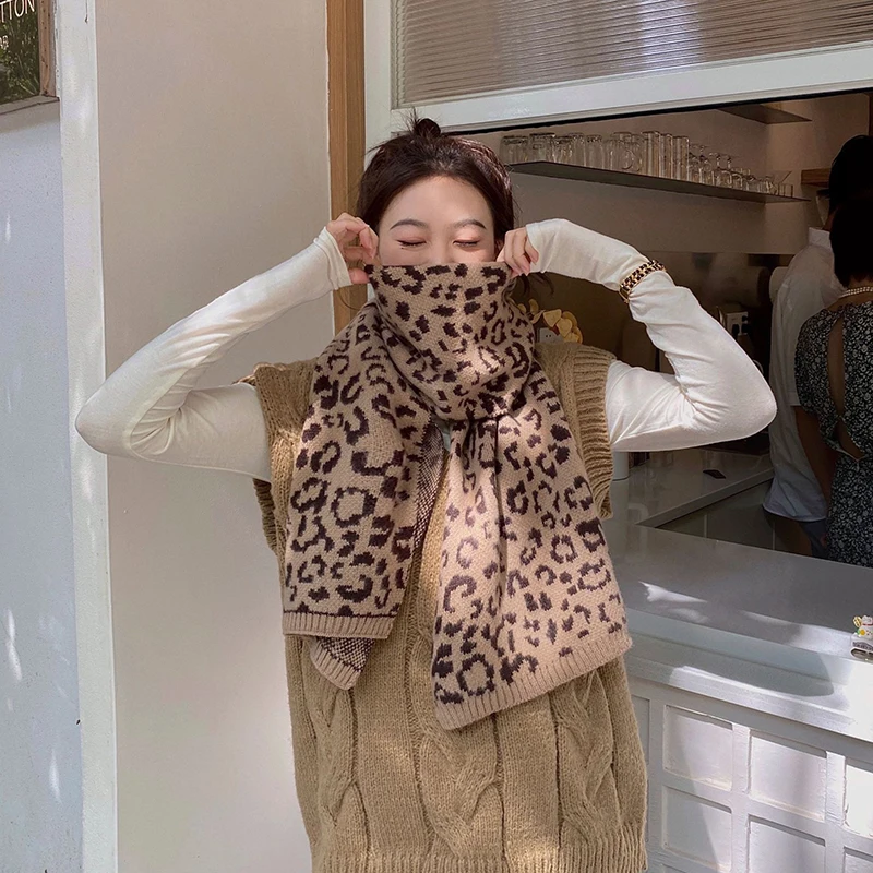 

Popular Leopard Print Cashmere Scarf Women Shawls And Wraps Hijab Blanket Ladies Bufanda Pashmina Neckerchief Long Echarpe 2023