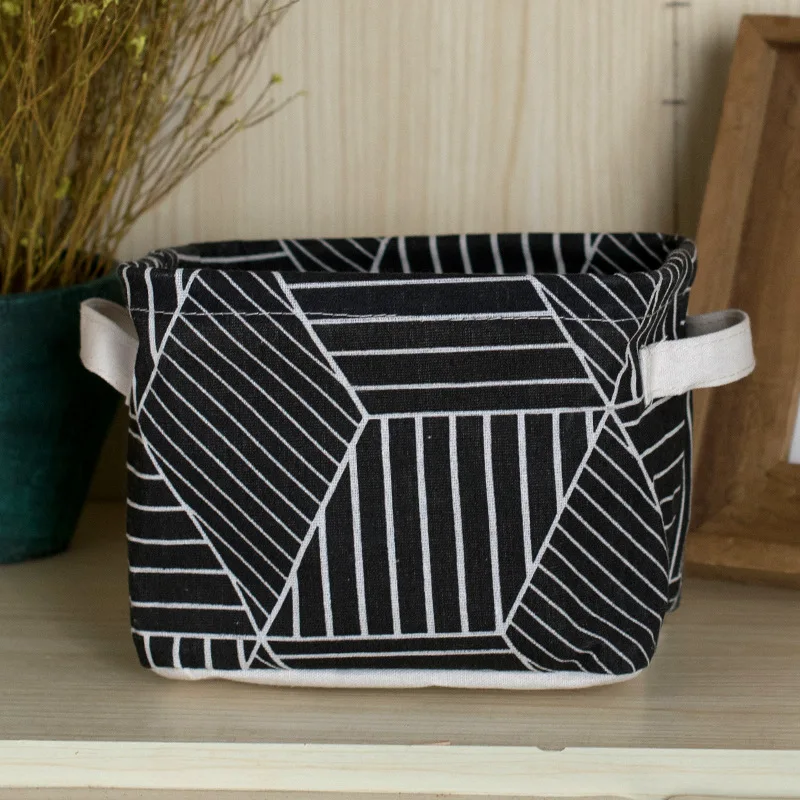 Складная решетчатая хлопковая льняная настольная коробка для хранения мусора