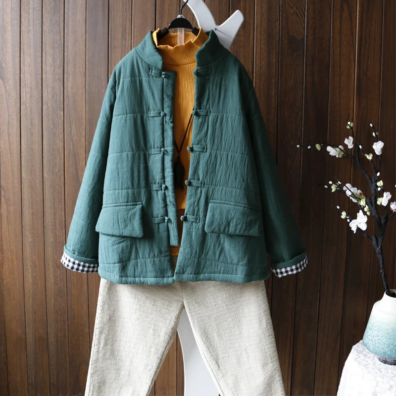 Толстая парка с длинным рукавом и карманом куртка пальто для женщин на пуговицах