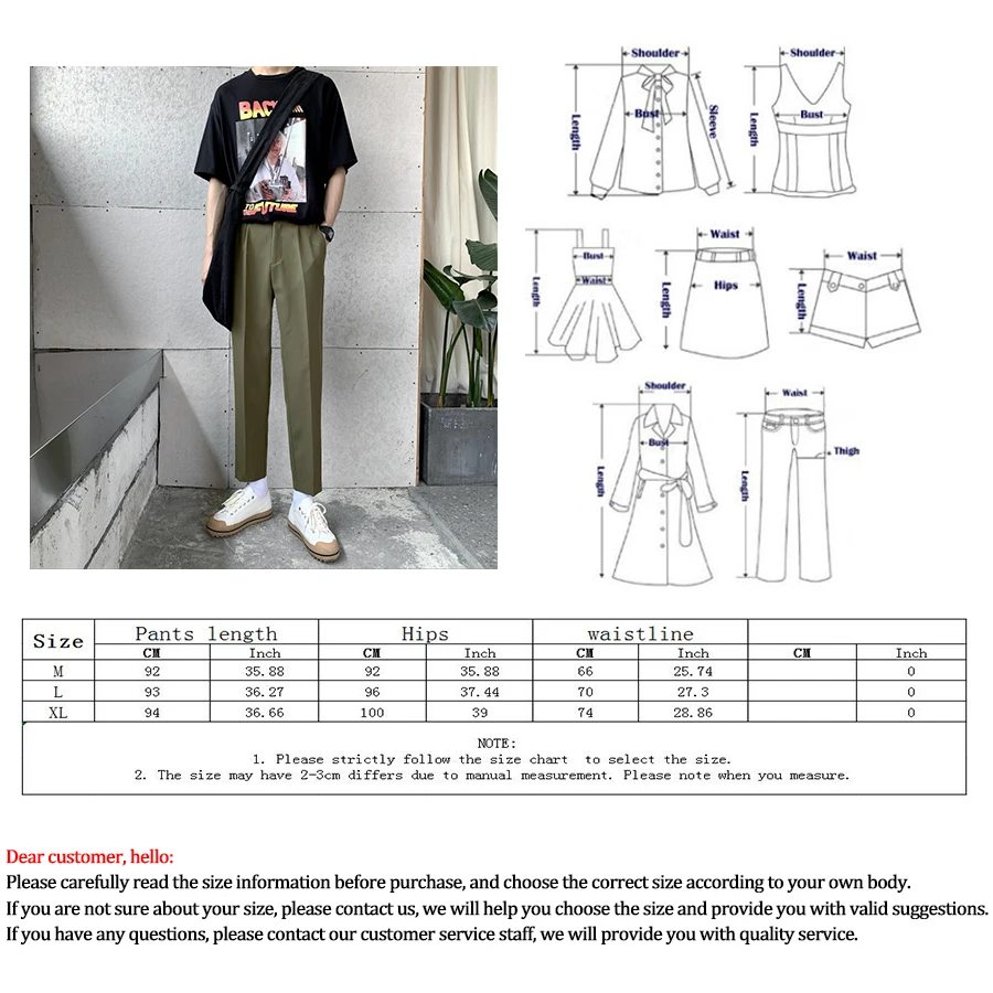 

Loose Mid-rise Men's Casual Pants Korean Solid Slim Button Trousers Men