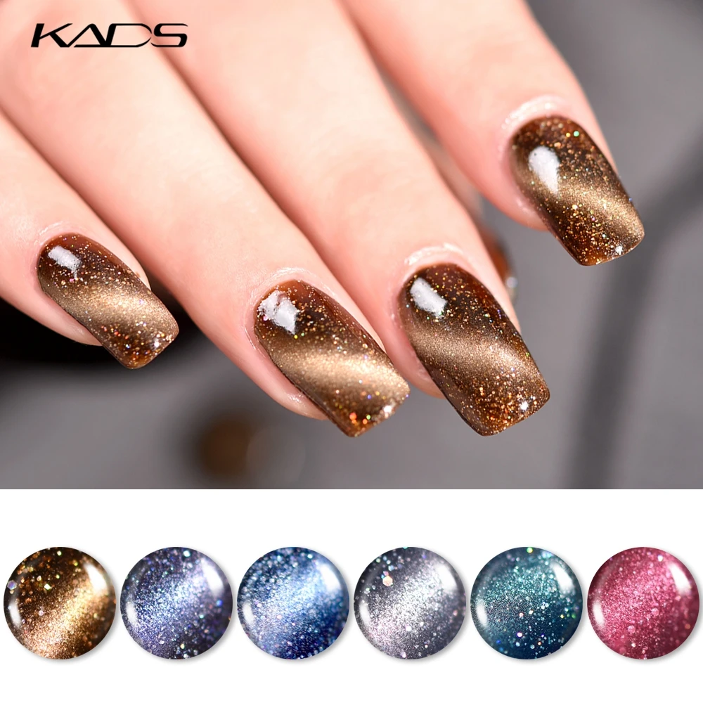 Звездный Гель лак для ногтей KADS 7 мл с эффектом кошачий глаз дизайна отмачиваемый