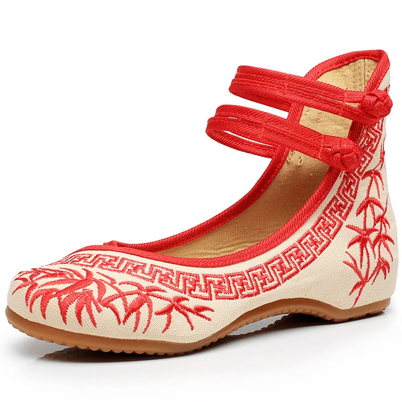 Женские модели бамбуковых тканевых туфель с вышивкой в китайском стиле синие и