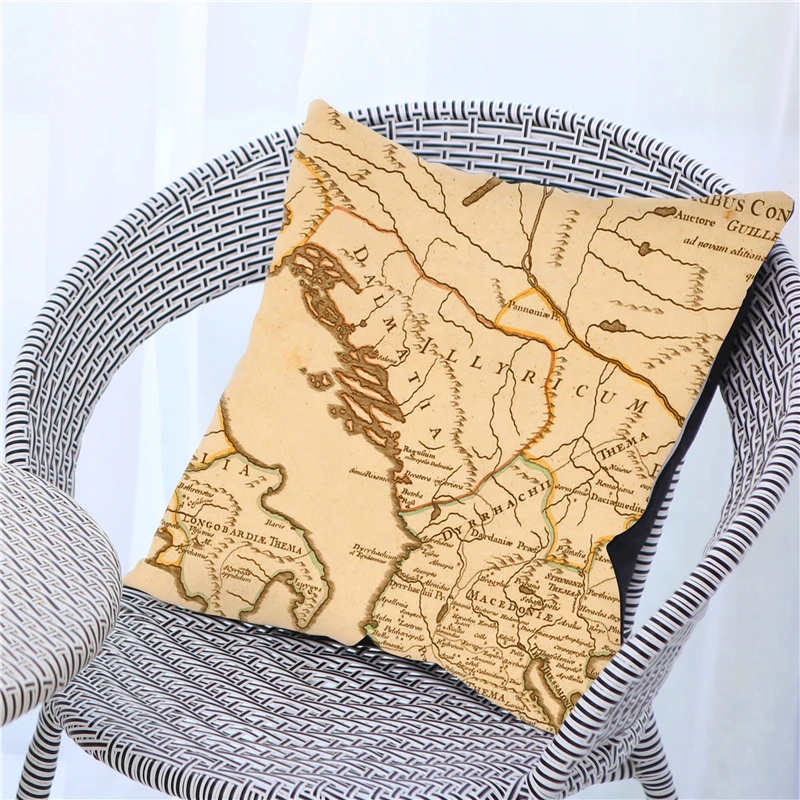 Чехол для подушки Fuwatacchi с картой мира в стиле ретро | Дом и сад