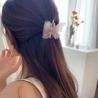 1pc butterfly hairpin acetate resin hair claw sweet fashion hair clip gradient tie dye colored accessories for women girls