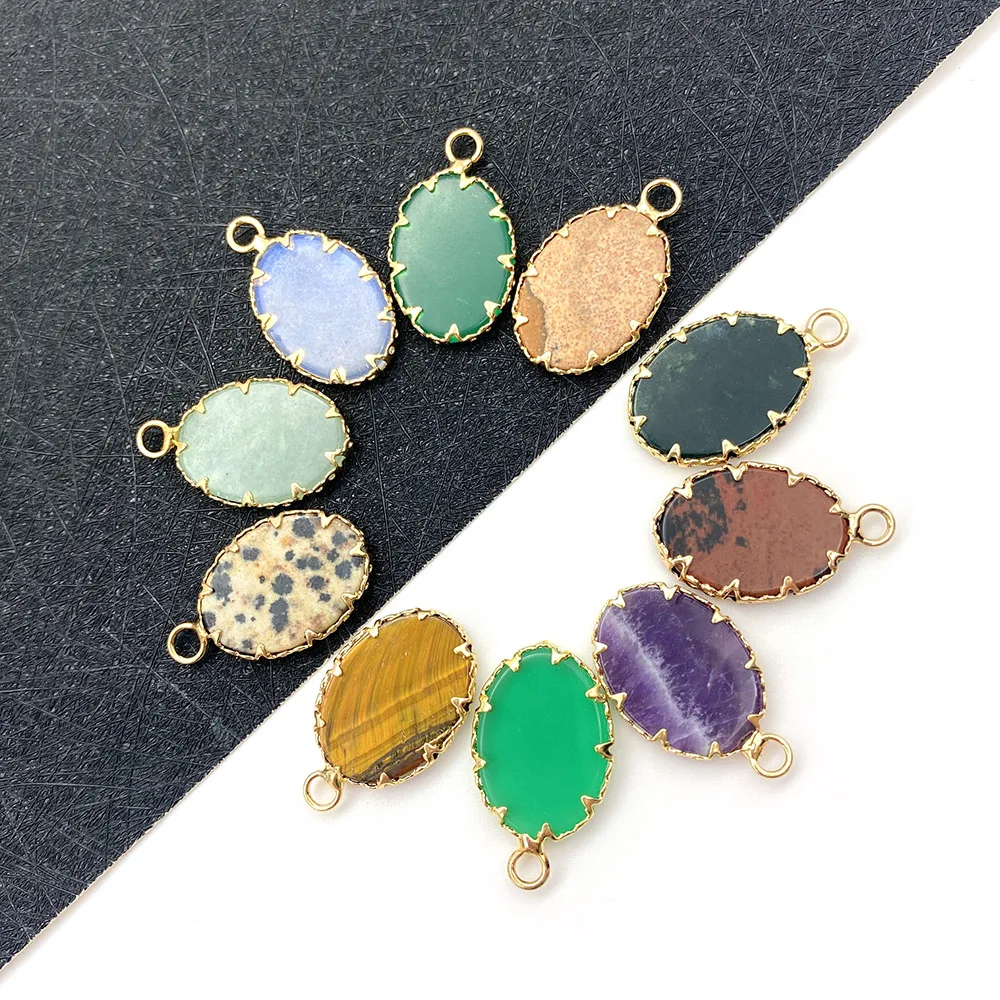 

Natural Stone Pendant Necklace Oval Jewelry Making Multicolor Beads Edging Craft DIY Making Necklace Accessories Charm Jewelry