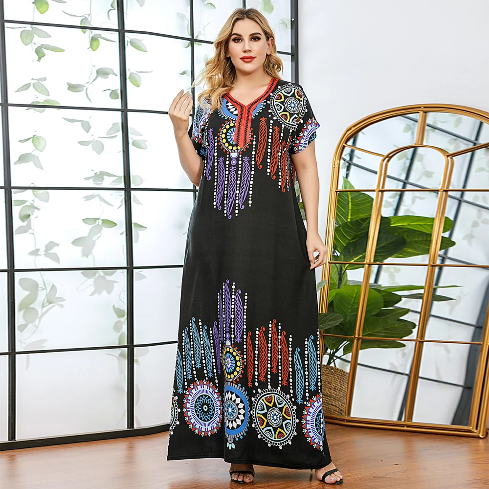 

Летнее женское платье FridayIn 2021, длинное платье с коротким рукавом, в стиле знаменитостей, с V-образным вырезом и цветочным принтом, свободные ...