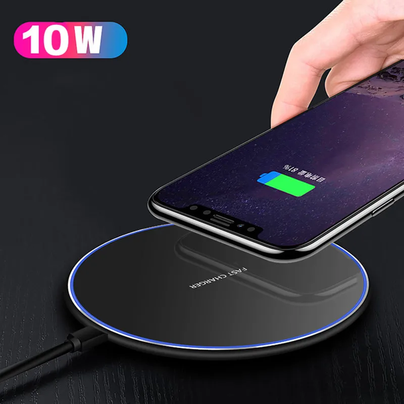 10 Вт Быстрое беспроводное зарядное устройство для samsung Galaxy S10 S9 S8 Note 9 светодиодный Qi Быстрый зарядный коврик зарядное устройство для телефона для iPhone 11 Pro XS Max X