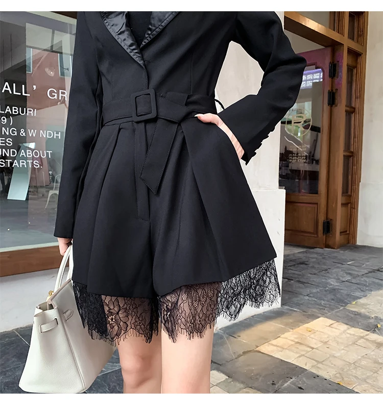 Дизайн для подиума Женский Осенний комбинезон 2019 модный кружевной лоскутный