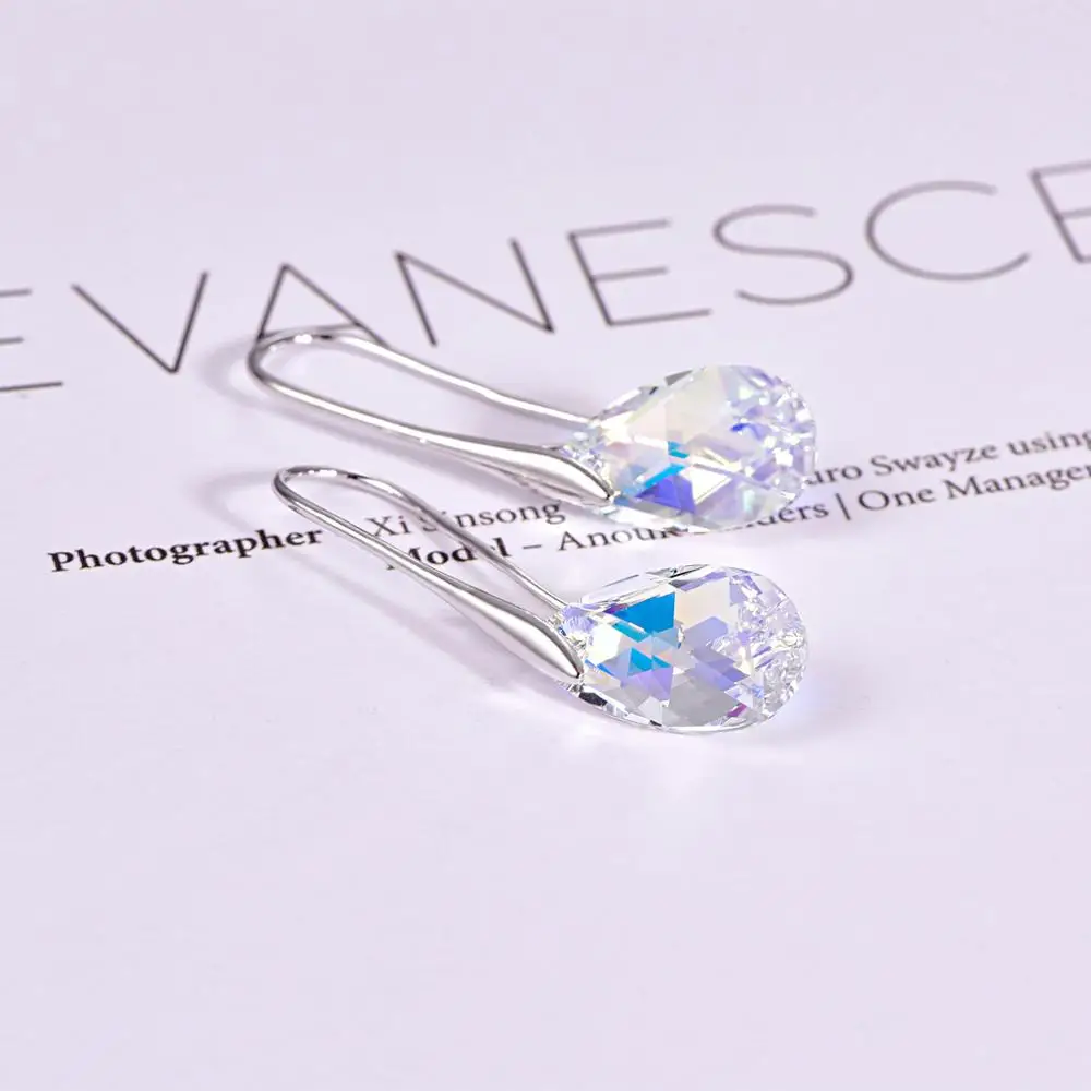 Серьги-капли воды для женщин новые модные Кристаллы от SWAROVSKI серебряный цвет кулон серьги-капельки с имитацией листьев ювелирные изделия подарок для девочки