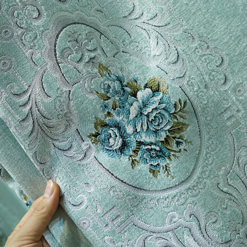 Новые синели жаккардовые синие занавески для гостиной Премиум европейские